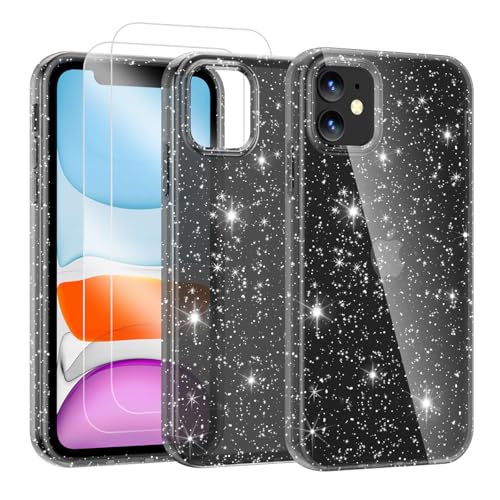 Noyabox für iPhone 11 Transparent Glitzer Hülle mit 2 Panzergläsern, Handyhülle Silikon Funkelnd Weich Leicht Kratzerfest TPU Case, Schwarz Noyabox für iPhone 11 Transparent Glitzer Hülle mit 2 Panzergläsern, Handyhülle Silikon Funkelnd Weich Leicht Kratzerfest TPU Case, Schwarz von Noyabox
