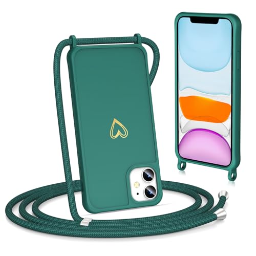 Noyabox für iPhone 12 Handyhülle mit Band, Goldenem Herz Silikon zum Umhängen Handykette mit Abnehmbarer Kordel Halskettenhülle Stoßfest mit Kameraschutz, Grün Noyabox für iPhone 12 Handyhülle mit Band, Goldenem Herz Silikon zum Umhängen Handykette mit Abnehmbarer Kordel Halskettenhülle Stoßfest mit Kameraschutz, Grün von Noyabox