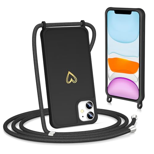 Noyabox für iPhone 12 Mini Handyhülle mit Band, Goldenem Herz Silikon zum Umhängen Handykette mit Abnehmbarer Kordel Halskettenhülle Stoßfest mit Kameraschutz, Schwarz Noyabox für iPhone 12 Mini Handyhülle mit Band, Goldenem Herz Silikon zum Umhängen Handykette mit Abnehmbarer Kordel Halskettenhülle Stoßfest mit Kameraschutz, Schwarz von Noyabox