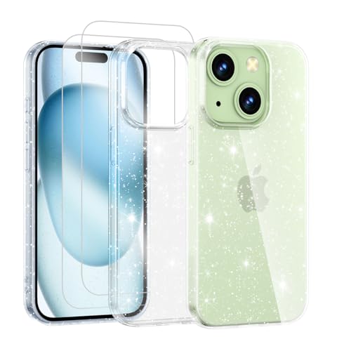 Noyabox für iPhone 13/14 Transparent Glitzer Hülle mit 2 Panzergläsern, Handyhülle Silikon Funkelnd Weich Leicht Kratzerfest TPU Case, Durchsichtig Noyabox für iPhone 13/14 Transparent Glitzer Hülle mit 2 Panzergläsern, Handyhülle Silikon Funkelnd Weich Leicht Kratzerfest TPU Case, Durchsichtig von Noyabox