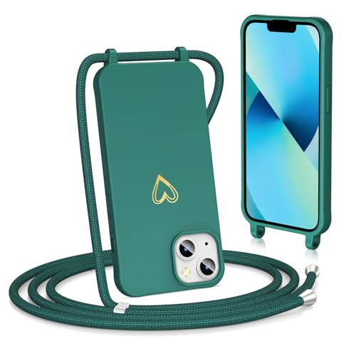 Noyabox für iPhone 13 Mini Handyhülle mit Band, Goldenem Herz Silikon zum Umhängen Handykette mit Abnehmbarer Kordel Halskettenhülle Stoßfest mit Kameraschutz, Grün Noyabox für iPhone 13 Mini Handyhülle mit Band, Goldenem Herz Silikon zum Umhängen Handykette mit Abnehmbarer Kordel Halskettenhülle Stoßfest mit Kameraschutz, Grün von Noyabox