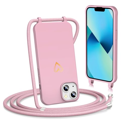 Noyabox für iPhone 15 Handyhülle mit Band, Goldenem Herz Silikon zum Umhängen Handykette mit Abnehmbarer Kordel Halskettenhülle Stoßfest mit Kameraschutz, Rosa Noyabox für iPhone 15 Handyhülle mit Band, Goldenem Herz Silikon zum Umhängen Handykette mit Abnehmbarer Kordel Halskettenhülle Stoßfest mit Kameraschutz, Rosa von Noyabox