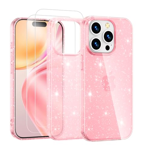 Noyabox für iPhone 15 Pro Transparent Glitzer Hülle mit 2 Panzergläsern, Handyhülle Silikon Funkelnd Weich Leicht Kratzerfest TPU Case, Rosa Noyabox für iPhone 15 Pro Transparent Glitzer Hülle mit 2 Panzergläsern, Handyhülle Silikon Funkelnd Weich Leicht Kratzerfest TPU Case, Rosa von Noyabox