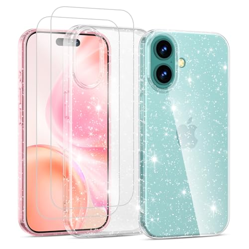 Noyabox für iPhone 16 Plus Transparent Glitzer Hülle mit 2 Panzergläsern, Handyhülle Silikon Funkelnd Weich Leicht Kratzerfest TPU Case, Durchsichtig Noyabox für iPhone 16 Plus Transparent Glitzer Hülle mit 2 Panzergläsern, Handyhülle Silikon Funkelnd Weich Leicht Kratzerfest TPU Case, Durchsichtig von Noyabox