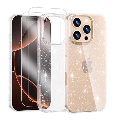 Noyabox für iPhone 16 Pro Transparent Glitzer Hülle mit 2 Panzergläsern, Handyhülle Silikon Funkelnd Weich Leicht Kratzerfest TPU Case, Durchsichtig Noyabox für iPhone 16 Pro Transparent Glitzer Hülle mit 2 Panzergläsern, Handyhülle Silikon Funkelnd Weich Leicht Kratzerfest TPU Case, Durchsichtig von Noyabox