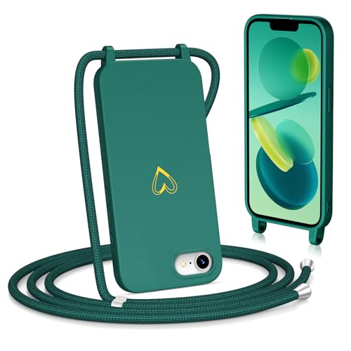 Noyabox für iPhone 16e Handyhülle mit Band, Goldenem Herz Silikon zum Umhängen Handykette mit Abnehmbarer Kordel Halskettenhülle Stoßfest mit Kameraschutz, Grün Noyabox für iPhone 16e Handyhülle mit Band, Goldenem Herz Silikon zum Umhängen Handykette mit Abnehmbarer Kordel Halskettenhülle Stoßfest mit Kameraschutz, Grün von Noyabox
