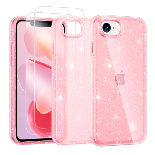 Noyabox für iPhone 16e Transparent Glitzer Hülle mit 2 Panzergläsern, Handyhülle Silikon Funkelnd Weich Leicht Kratzerfest TPU Case, Rosa Noyabox für iPhone 16e Transparent Glitzer Hülle mit 2 Panzergläsern, Handyhülle Silikon Funkelnd Weich Leicht Kratzerfest TPU Case, Rosa von Noyabox