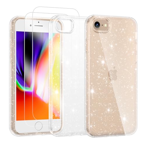 Noyabox für iPhone 7/8/SE2020/2022 Transparent Glitzer Hülle mit 2 Panzergläsern, Handyhülle Silikon Funkelnd Weich Leicht Kratzerfest TPU Case, Durchsichtig Noyabox für iPhone 7/8/SE2020/2022 Transparent Glitzer Hülle mit 2 Panzergläsern, Handyhülle Silikon Funkelnd Weich Leicht Kratzerfest TPU Case, Durchsichtig von Noyabox