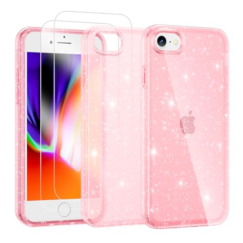 Noyabox für iPhone 7/8/SE2020/2022 Transparent Glitzer Hülle mit 2 Panzergläsern, Handyhülle Silikon Funkelnd Weich Leicht Kratzerfest TPU Case, Rosa Noyabox für iPhone 7/8/SE2020/2022 Transparent Glitzer Hülle mit 2 Panzergläsern, Handyhülle Silikon Funkelnd Weich Leicht Kratzerfest TPU Case, Rosa von Noyabox