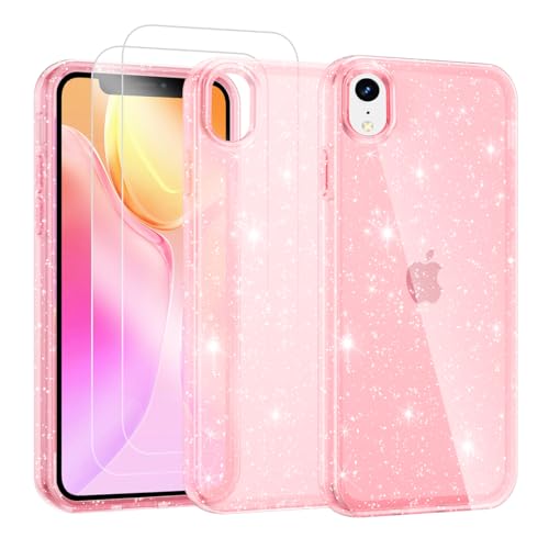 Noyabox für iPhone XR Transparent Glitzer Hülle mit 2 Panzergläsern, Handyhülle Silikon Funkelnd Weich Leicht Kratzerfest TPU Case, Rosa Noyabox für iPhone XR Transparent Glitzer Hülle mit 2 Panzergläsern, Handyhülle Silikon Funkelnd Weich Leicht Kratzerfest TPU Case, Rosa von Noyabox