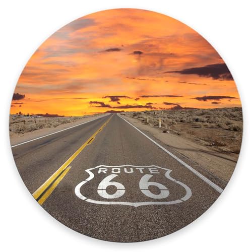 Mauspad, Route 66 Mauspad, rund, niedliches Gaming-Stoff-Mauspad für Büro-Laptop, rutschfestes Gummi, personalisierbar, Computertisch-Mauspads für kabellose Maus, 20 x 20 x 0,3 cm Mauspad, Route 66 Mauspad, rund, niedliches Gaming-Stoff-Mauspad für Büro-Laptop, rutschfestes Gummi, personalisierbar, Computertisch-Mauspads für kabellose Maus, 20 x 20 x 0,3 cm von Nphuriy