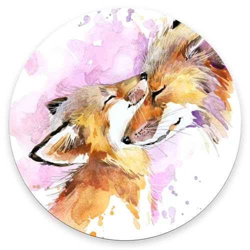 Rundes Mauspad, Aquarell-Fuchs und Babyfuchs, personalisierbar, Premium-Textur-Mauspad, waschbare Mauspads mit rutschfester Gummiunterseite, kleines Mauspad, 20 x 20 x 0,3 cm Rundes Mauspad, Aquarell-Fuchs und Babyfuchs, personalisierbar, Premium-Textur-Mauspad, waschbare Mauspads mit rutschfester Gummiunterseite, kleines Mauspad, 20 x 20 x 0,3 cm von Nphuriy