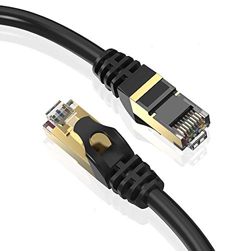 Nrqshte CAT 8 Ethernet Kabel 2 Stück 5m Gigabit LAN Netzwerkkabel RJ45 40Gbps 2000Mhz/s Verlegekabel für Switch, Router, Modem, Patchpannel, Access Point, Patchfelder Flach Schwarz von Nrqshte