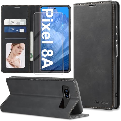 2024 Neu Handyhülle für Google Pixel 8a Hülle [3 Kartenfächer] Klapphülle für für Google Pixel 8a 5G Hülle Leder Wallet Klappbar 360 Stoßfest Cover Klappbar Case für Google Pixel 8a Hülle Leder von Nshkeji