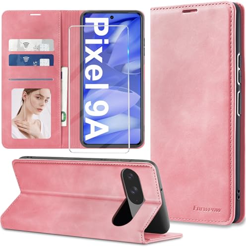 2025 Neu Handyhülle für Google Pixel 9A Hülle Leder mit Schutzfolie[3 Kartenfächer] Klapphülle für Google Pixel 9a 5G Hülle Leder Wallet Klappbar, Stoßfest Cover Case Tasche für Pixel 9a Hülle von Nshkeji