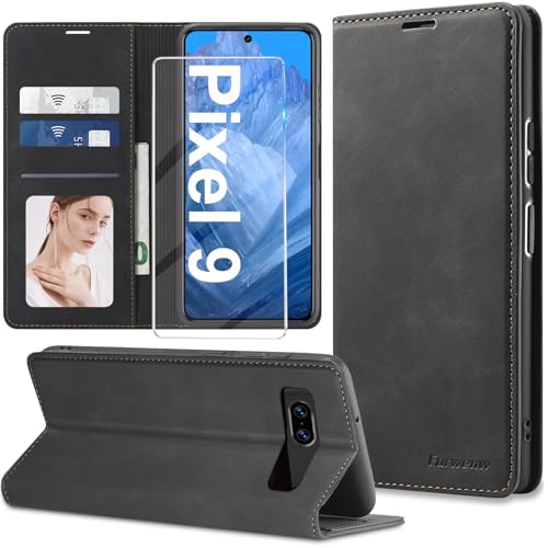 Handyhülle für Google Pixel 9/9 Pro Hülle Leder [3 Kartenfächer] Klapphülle für Google Pixel 9 Hülle Leder Wallet Klappbar 360 Stoßfest Cover Case Leder Klapphülle für Google Pixel 9 Pro Hülle 5G von Nshkeji