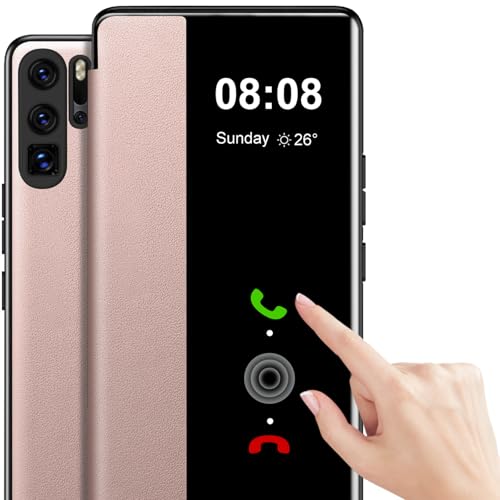 Handyhülle für Huawei P30 Pro Hülle Clear View [Touchscreen View] für Huawei P30 Pro Hülle Weiche View Flip Extra-Dünn Leder Stoßfest Schutzhülle Case für Huawei P30 Pro Hülle Clear View von Nshkeji