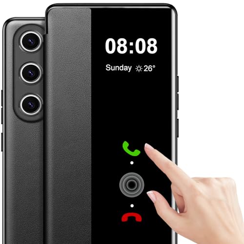 Handyhülle für Samsung Galaxy S24 Plus Hülle Clear View [Touchscreen View] für Samsung Galaxy S24 Plus 5G Hülle Weiche View Flip Leder Stoßfest Schutzhülle Case für Samsung S24 Plus Hülle Clear View von Nshkeji