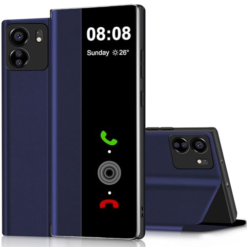 Handyhülle für Xiaomi Redmi 13C 4G Hülle Clear View, für Xiaomi Poco C65 Hülle mit Ständer Klappbar Touchscreen View Flip Extra-Dünn Leder Schutzhülle Case, für Xiaomi Redmi 13C 4G Hülle Clear S View von Nshkeji