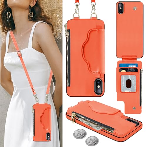 Nshkeji Handyhülle für iPhone XS Max Etui mit Kartenfach, iPhone XS Max Hülle mit Verstellbarer Halskette, iPhone XS Max Handytasche mit Reißverschluss Geldbörse, Leder Hülle mit Band (6,5 Zoll) Nshkeji Handyhülle für iPhone XS Max Etui mit Kartenfach, iPhone XS Max Hülle mit Verstellbarer Halskette, iPhone XS Max Handytasche mit Reißverschluss Geldbörse, Leder Hülle mit Band (6,5 Zoll) von Nshkeji