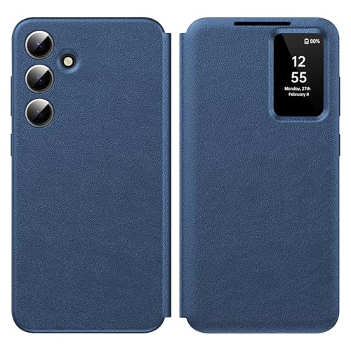 Nshkeji Schutzhülle für Samsung S24 FE Clear View, Schutzhülle Smart View, Flip Folio Cover mit Klappe, Schutzhülle für Galaxy S24 FE Clear View, 360 Full Flip Schutz Case S24 FE 5G von Nshkeji