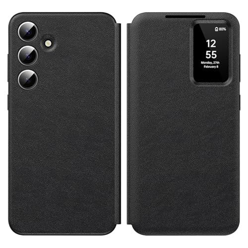 Smart View Schutzhülle für Samsung Galaxy S24 FE 5G [Smart View] Cover Galaxy S24 FE 5G Clear View Flip Leder Brieftasche Flip, Kartenschlitz, Wallet für Samsung S24 FE Hüllen S View von Nshkeji