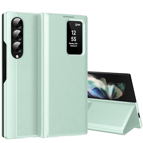 Smart View Schutzhülle für Samsung Galaxy Z Fold 3 5G [Smart View] Cover Galaxy Fold 3 Clear View Flip Leder Brieftasche Flip, Kartenschlitz, Wallet für Samsung Z Fold 3 Hüllen S View von Nshkeji