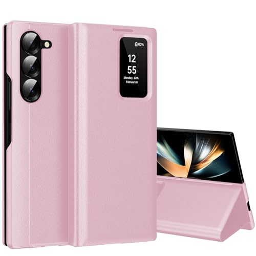 Smart View Schutzhülle für Samsung Galaxy Z Fold 4 5G [Smart View] Cover Galaxy Fold 4 Clear View Flip Leder Brieftasche Flip, Kartenschlitz, Wallet für Samsung Z Fold 4 Hüllen S View von Nshkeji
