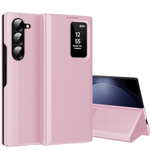 Smart View Schutzhülle für Samsung Galaxy Z Fold 5 5G [Smart View] Cover Galaxy Fold 5 Clear View Flip Leder Brieftasche Flip, Kartenschlitz, Wallet für Samsung Z Fold 5 Hüllen S View von Nshkeji