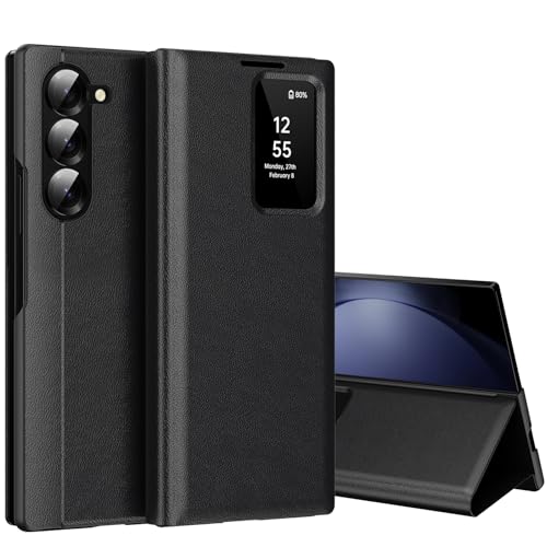 Smart View Schutzhülle für Samsung Galaxy Z Fold 5 5G [Smart View] Cover Galaxy Fold 5 Clear View Flip Leder Brieftasche Flip, Kartenschlitz, Wallet für Samsung Z Fold 5 Hüllen S View von Nshkeji