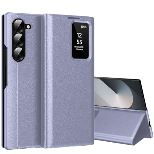 Smart View Schutzhülle für Samsung Galaxy Z Fold 6 5G [Smart View] Cover Galaxy Fold 6 Clear View Flip Leder Brieftasche Flip, Kartenschlitz, Wallet für Samsung Z Fold 6 Hüllen S View von Nshkeji