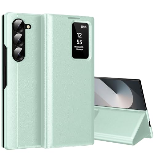 Smart View Schutzhülle für Samsung Galaxy Z Fold 6 5G [Smart View] Cover Galaxy Fold 6 Clear View Flip Leder Brieftasche Flip, Kartenschlitz, Wallet für Samsung Z Fold 6 Hüllen S View von Nshkeji