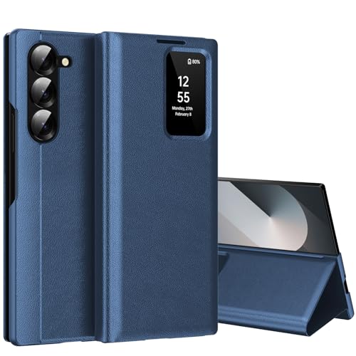 Smart View Schutzhülle für Samsung Galaxy Z Fold 6 5G [Smart View] Cover Galaxy Fold 6 Clear View Flip Leder Brieftasche Flip, Kartenschlitz, Wallet für Samsung Z Fold 6 Hüllen S View von Nshkeji