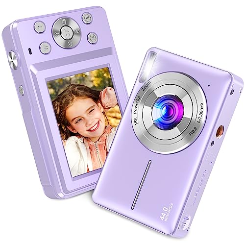 Nsoela Vlogging Digitalkamera, wiederaufladbare Digitalkameras, FHD 1080P, 44 MP, Kompaktkamera mit 16-fachem Digitalzoom, tragbare Mini-Kamera mit 1 Akku für Jugendliche, Kinder, Anfänger (lila) von Nsoela