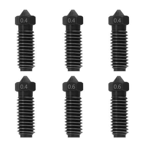 Nssnlur 6Pcs Kobra 3 Hardened Steel Nozzles, 4Pcs 0.4mm 2Pcs 0.6mm Gehärtetem Stahl Düse Kobra 3 Extruder Hotend Nozzle für Anycubic Kobra 3/Kobra 3 Combo/Kobra S1 3D Drucker von Nssnlur