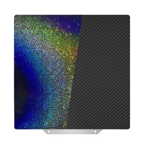 Nssnlur Smooth PEY PET Druckplatte 250x250 mm, Rainbow Starry PEY Carbon Fiber PET Build Plate Spring Steel Druckbett für QiDi Q1 Pro für AnkerMake M5 3D Drucker von Nssnlur