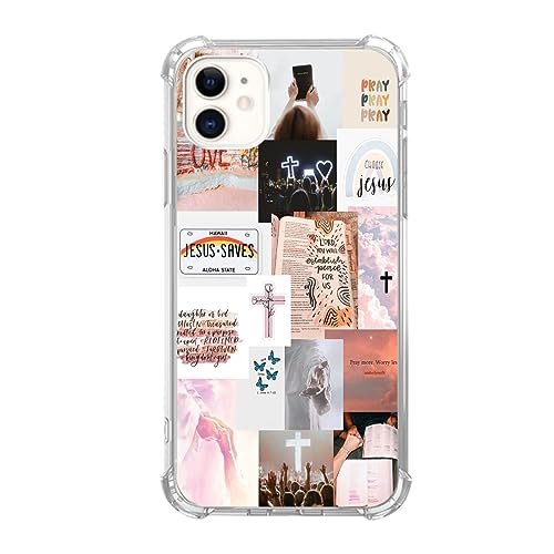 Nsydnbly Christian Aesthetic Collage Hülle Kompatibel mit iPhone 12 und iPhone 12 Pro, Jesus Faith Cross Hülle für iPhone 12 und iPhone 12 Pro, Trendy Cool TPU Handyhülle von Nsydnbly