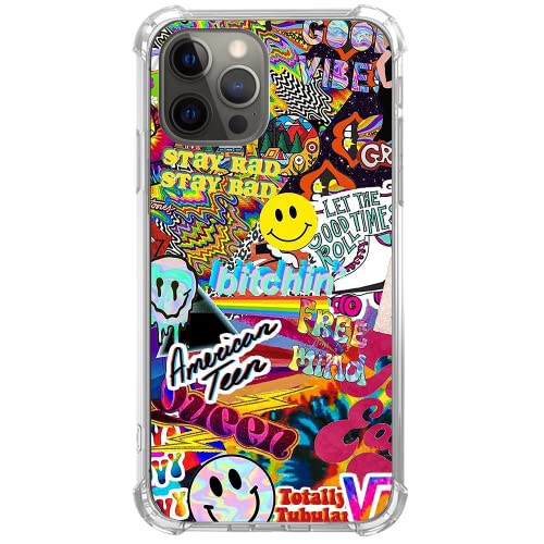 Nsydnbly Hippie Groovy Indie Collage Hülle Kompatibel mit iPhone 12 und iPhone 12 Pro, Retro Vintage Vibe Ästhetische Hülle für iPhone 12 und iPhone 12 Pro für Teenager Frauen Männer Coole TPU Case von Nsydnbly