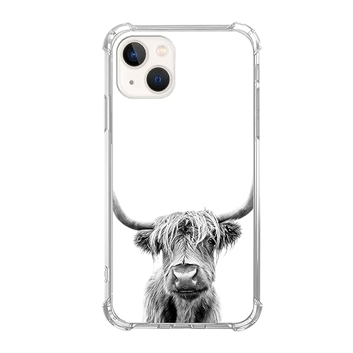 Nsydnbly Schottische Highland Kuh Hülle Kompatibel mit iPhone 13, Niedliche Kuh Tier Hülle für iPhone 13, Trendy Cool TPU Handyhülle von Nsydnbly