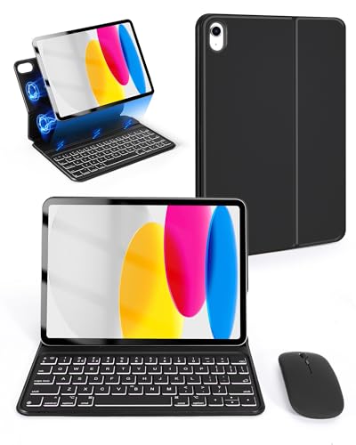 Nsyee Magic Keyboard Folio Case with Mouse Compatible with iPad 11th Gen A16 27.9 cm 2025 (A3354/A3355/A3356), iPad 10th Gen 27.7 cm 2022 (A2696/A2757/A2777), Slim Case with Bluetooth UK Layout von Nsyee