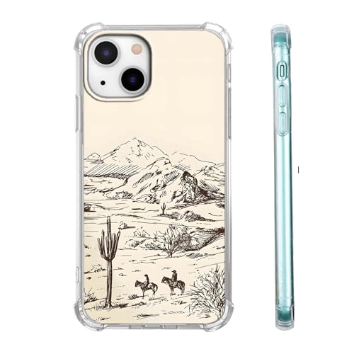 Nsyosio Vintage-Cowboy-Schutzhülle für iPhone 13 Mini, abstrakte Wildwest-Landschaft, für Jungen und Mädchen, cool, trendig, weiche TPU-Hülle, kompatibel mit iPhone 13 Mini, transparent Nsyosio Vintage-Cowboy-Schutzhülle für iPhone 13 Mini, abstrakte Wildwest-Landschaft, für Jungen und Mädchen, cool, trendig, weiche TPU-Hülle, kompatibel mit iPhone 13 Mini, transparent von Nsyosio