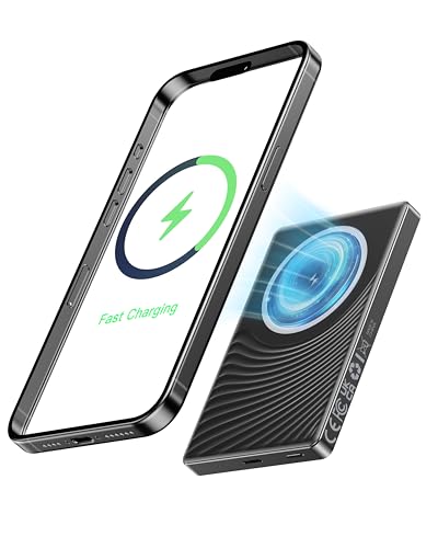 Ntaanoo Tragbares Ladegerät, 10000 mAh, Magnetische Power Bank für Magsafe Powerbank 10000mAh,Grau von Ntaanoo
