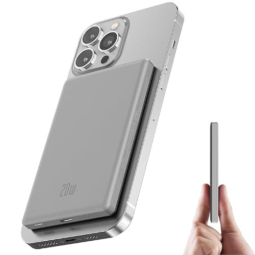 Ultra Slim iPhone Powerbank für Magsafe, Ntaanoo Magnetische Power Bank Induktives Laden 5000mAh, 20W Schnellladung Wireless Externe Handyakkus Kabelloses Akkupack für iPhone 16/15/14/13/12, Grau Ultra Slim iPhone Powerbank für Magsafe, Ntaanoo Magnetische Power Bank Induktives Laden 5000mAh, 20W Schnellladung Wireless Externe Handyakkus Kabelloses Akkupack für iPhone 16/15/14/13/12, Grau von Ntaanoo
