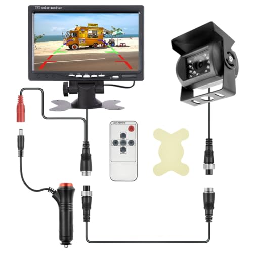 Ntcpefy Auto-AHD-Rückfahrkamera mit Monitor für -Parkanhänger, 24-V-Rückfahrkamera, Rückfahrbild, 7-Automonitor, 6 M von Ntcpefy