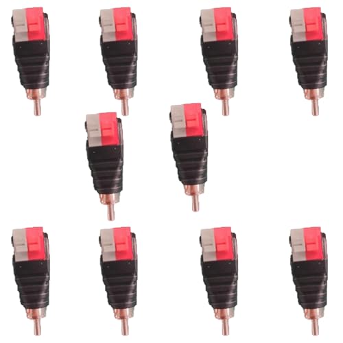 NuIth Lautsprecherkabel auf Audio-Stecker, Cinch-Stecker, Cinch-Stecker auf Federpress-Typ Terminal, Audio-Konverter, lötfreier Konverter, Audio-/Video-Lautsprecherdraht-Adapter (10 Stück) von NuIth
