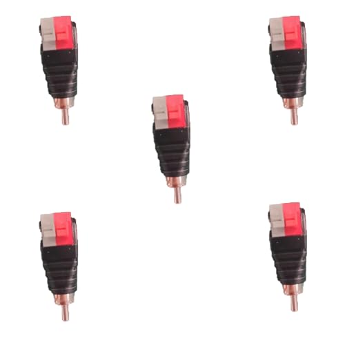 NuIth Lautsprecherkabel auf Audio-Stecker, Cinch-Stecker, Cinch-Stecker auf Federpress-Typ Terminal, Audio-Konverter, lötfreier Konverter, Audio-/Video-Lautsprecherdraht-Adapter (5 Stück) von NuIth