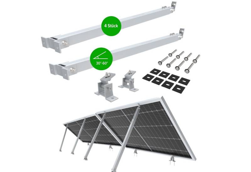 NuaSol Solarmodul-Halterung 2x verstellbar Neigungswinkel 15° - 60° siber / schwarz, (4-tlg) von NuaSol