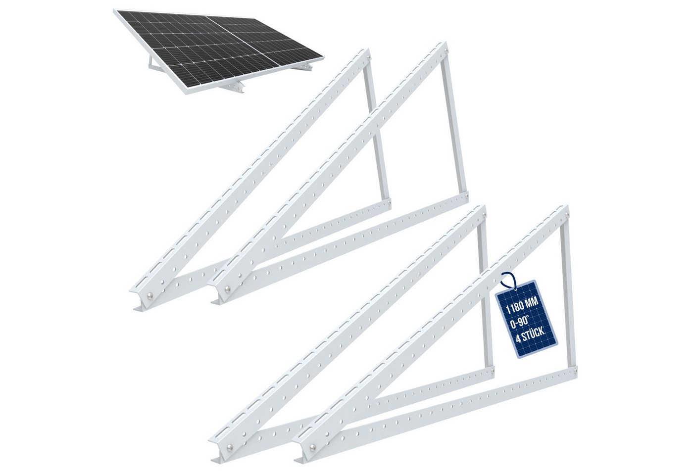 NuaSol für Panel Aufständerung 72 cm - 1180 cm Flachdach PV 2er Set Solarmodul-Halterung von NuaSol