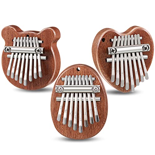 3er Pack Mini Daumenklavier mit 8 Tasten Mini Fingerklavier Tragbares Taschen Daumenklavier Niedliches Kalimba Oval Bären Herz Mini Fingerklavier für Kinder Erwachsene Instrument Zubehör von Nuanchu