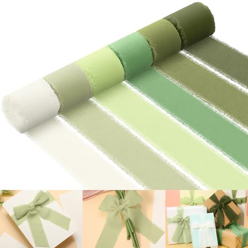 Nuanchu Chiffonband in Salbeigrün, 3,8 cm x 42 m, handgefertigt, ausgefranste Kanten, Seidenbänder für Hochzeitseinladungen, Geschenke, Verpackung, Brautsträuße, Babyparty, Basteln, Party-Dekorationen Nuanchu Chiffonband in Salbeigrün, 3,8 cm x 42 m, handgefertigt, ausgefranste Kanten, Seidenbänder für Hochzeitseinladungen, Geschenke, Verpackung, Brautsträuße, Babyparty, Basteln, Party-Dekorationen von Nuanchu